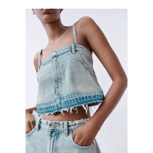 NWT Zara denim cropped top